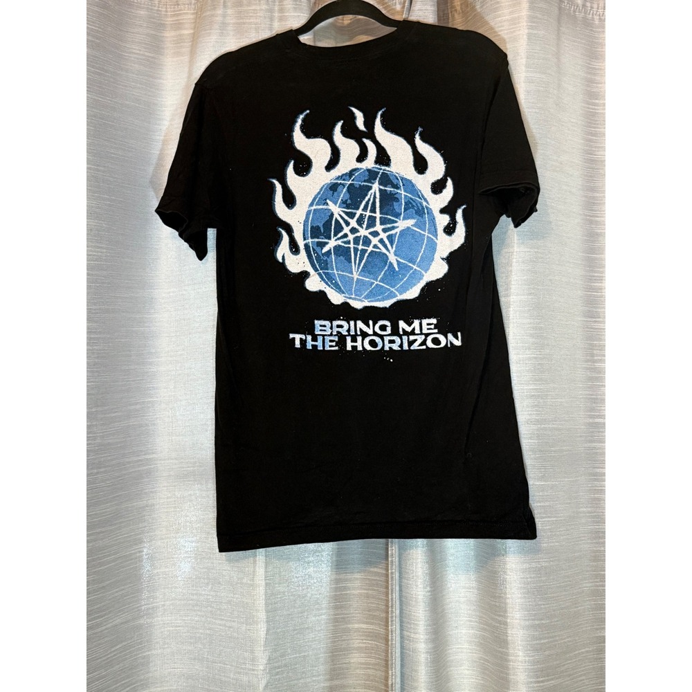 Bring Me The Horizon "Flames" Double Sided Black T-Shirt White Flames 2021 Sz M